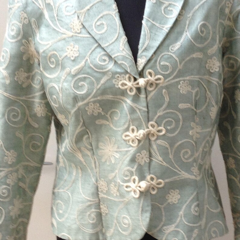 Vintage Stunning Monsoon Eau De Nil Raw Silk Evening Jacket Etsy UK