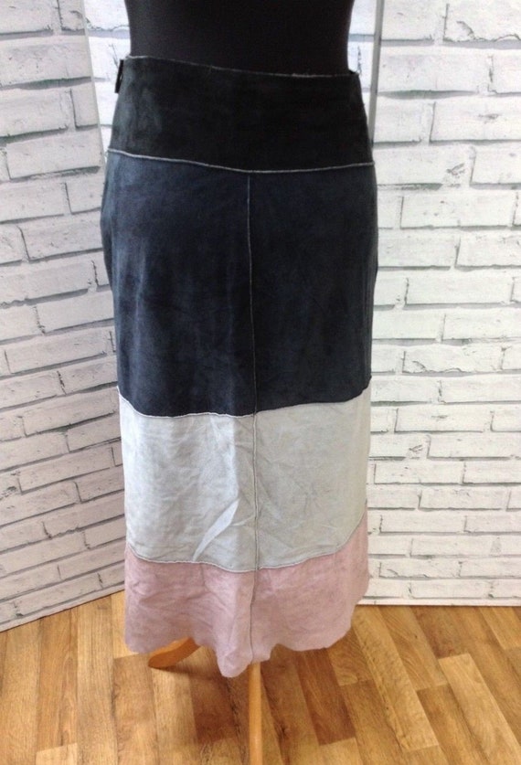 Vintage Maxi Boho 90s Blue Grey Pink Patch Work A 