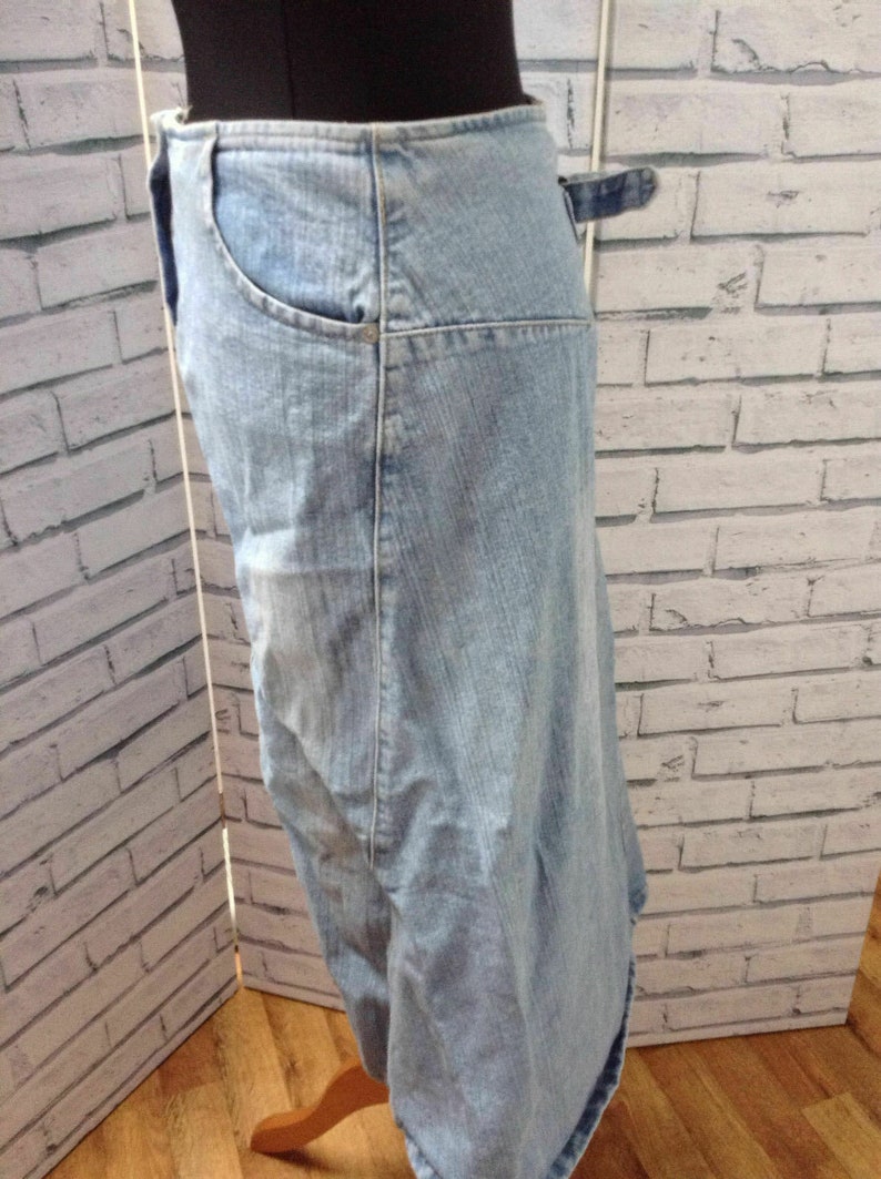 Vintage 90/'s Denim Faded Denim A Line Skirt UK 12