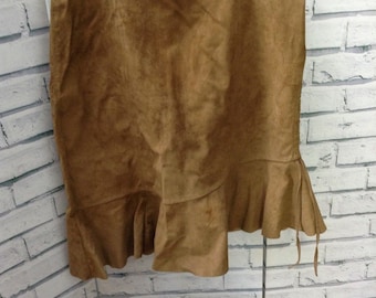 Boho Maxi Gypsy Vintage 90s Maxi Suede Skirt Tan Size Small