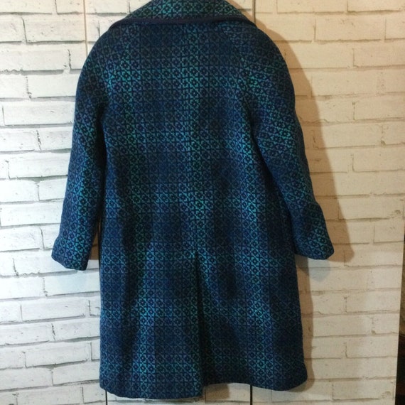 Vintage 60s Welsh Woollens Coat Fit Small Blue Gr… - image 2