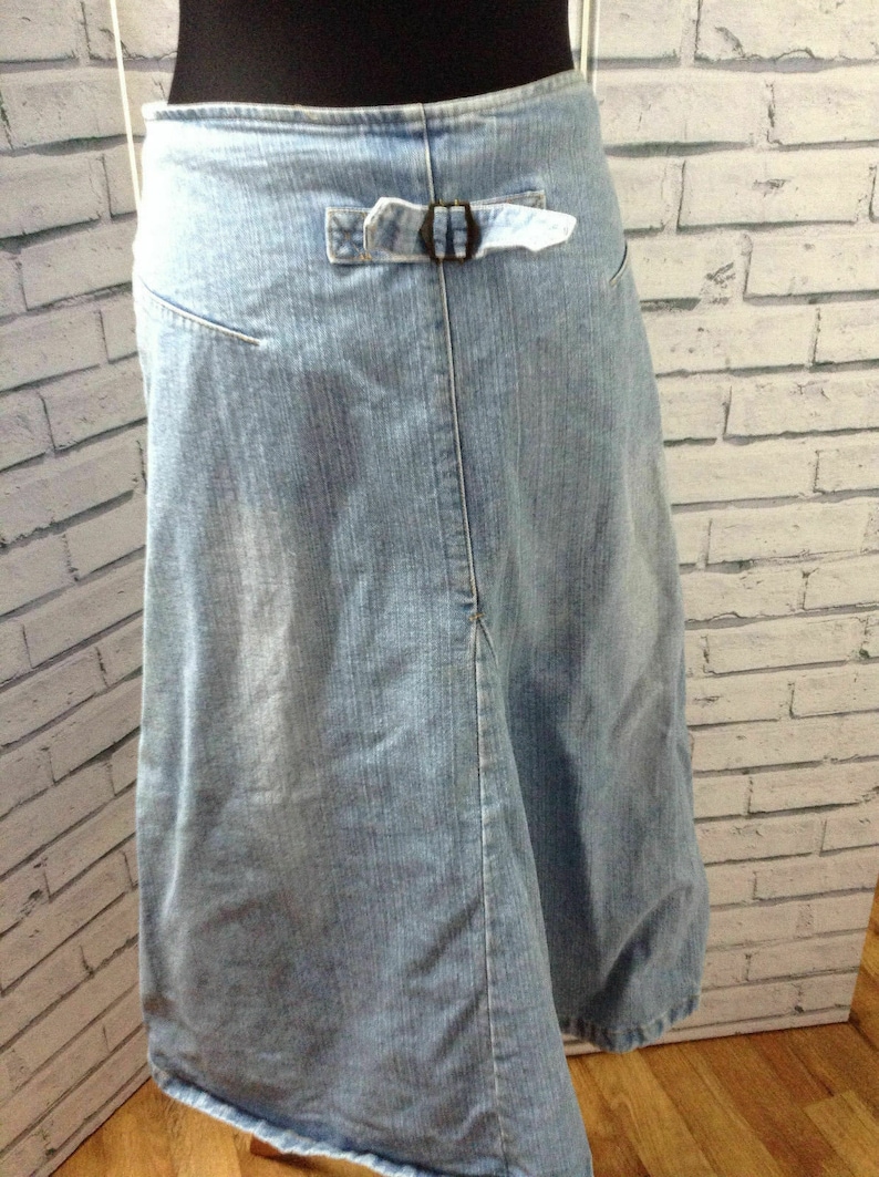 Vintage 90/'s Denim Faded Denim A Line Skirt UK 12