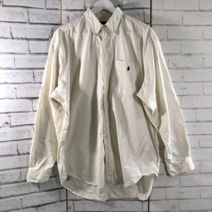 Vintage Polo Ralph Lauren Shirt White Large Mens Long Sleeve Button Up Casual