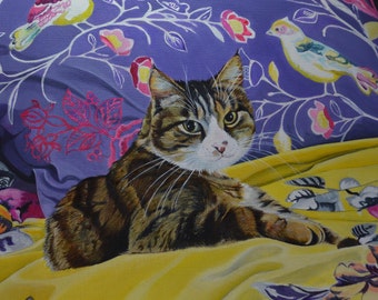 RESERVADO - Wilson - pintura original de gato 12 x 12' - retrato de animal de estimação personalizado - Pintura a óleo sobre tela - Arte animal