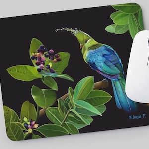 Mouse pad - Bird and plant mouse pad - Office accessory - Office decoration