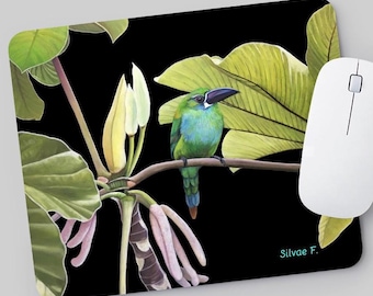 Mouse pad - Mouse pad de pássaros e plantas - Acessório de escritório - Decoração de escritório