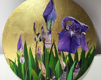 Íris depois da chuva/Pintura a óleo sobre folha de ouro/ Naturalismo contemporâneo