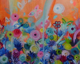 Summer Rain - Pintura a óleo e acrílica sobre tela - Arte contemporânea