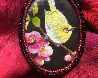 Broche Meijiro - Broche Japonês Olho Branco - Joias artísticas