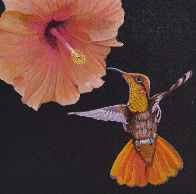 Reserved For Moni Ruby Topaz Hummingbird And Hibiscus Etsy