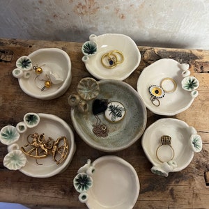 Porcelain trinket trays, jewellery trays, ring tray, ring dish, handmade ceramics, ceramic tea light holder, curated home gift, gift for her image 1