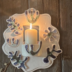 Ceramic Wall Sconce Candle Holder, Ceramic Candle Sconce, Decorative candle sconce, Home or garden wall sconce, candle with mirror