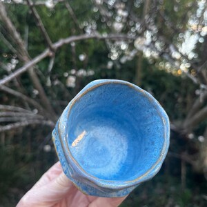 Yunomi, hand carved ceramic cup for tea, coffee, saki, whisky or wine, kurinuki ceramic tea cup, sky blue yunomi cup image 8