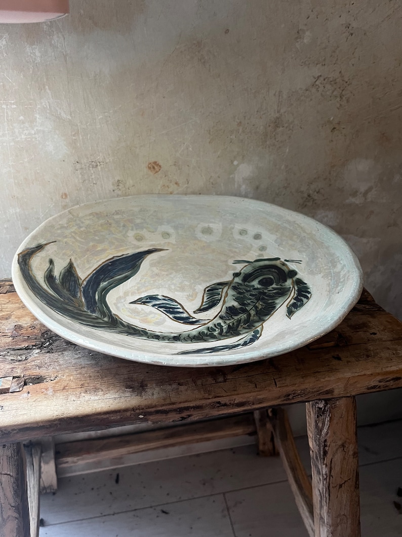 Handmade ceramic bowl, hand painted bowl, large koi bowl, hand made homeware, koi bowl, artisan made bowl, curated home image 3