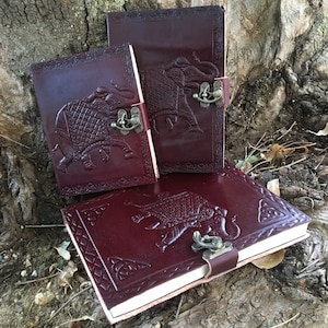 Leather Journal - Embossed Leather Sketchbook - Leather Notebook Elephant - Travel Blank Book - Leather Travel Notepad -Elephant Travel Book