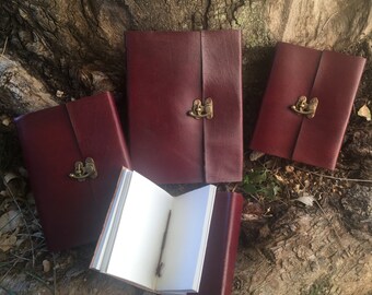 Camel Leather Travel Journal: Bronze Lock Closure, Handmade Paper