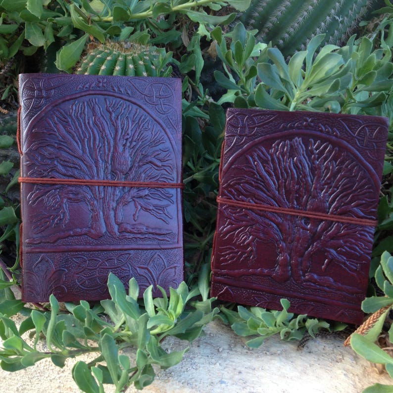 Leather Bound Journal Tree of Life Leather Sketchbook Etsy