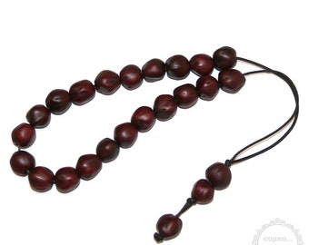 Nutmeg handmade Greek komboloi created with 21 Natural Aromatic nutmeg beads of 12-13mm