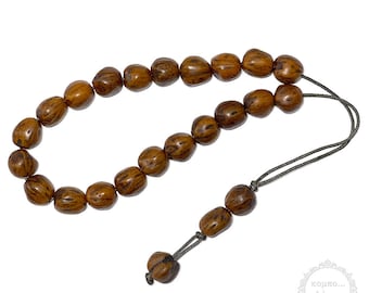 Nutmeg handmade Greek komboloi created with 21 Natural Aromatic nutmeg beads of 12-13mm