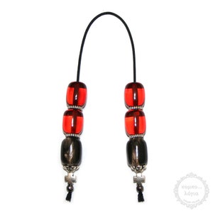 Begleri – Mini Komboloi created with 6 big beads, in barrel shape of 14x17mm diameter with original Tibetan silver metals.