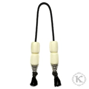 Handmade Bull Bone Begleri - 4 Large Beads, 14x17mm, 3mm Paracord, Greek Silver Accents