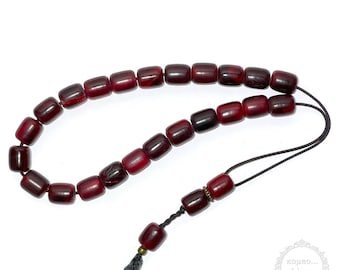 Bull Horn komboloi with 23+3 beads in barrel shape of 12x15mm diameter.