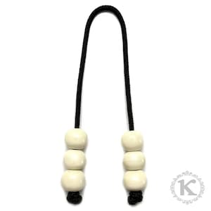 Handmade Bull Bone Begleri - 6 Round Beads, 13mm, 3mm Paracord, Greek Silver Accents