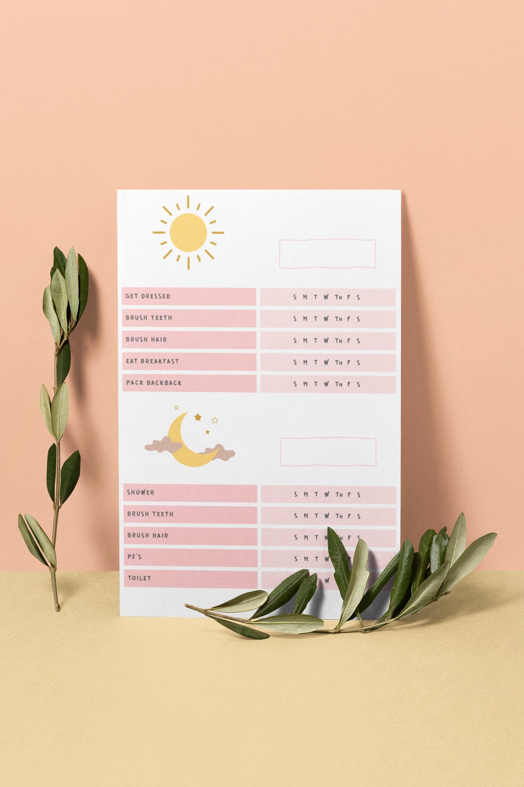 Morning and Night Chore Chart for Kids / Good Morning Bedtime Chore ...