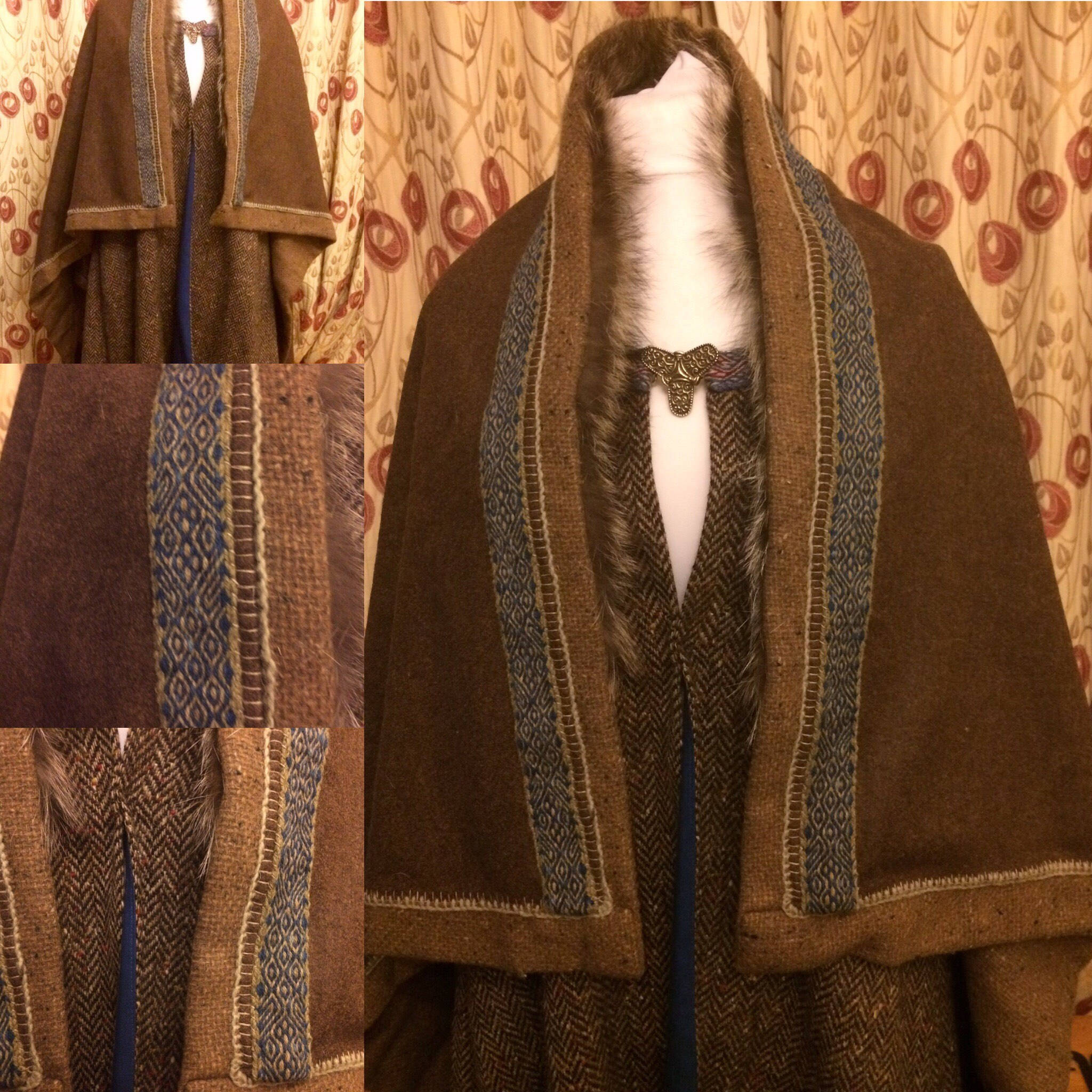 Viking Cloak made to order Unique with 100 wool tablet weave and fur