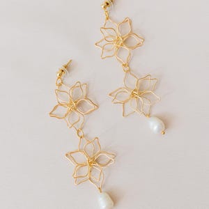 Philippines Flora Drop Baroque South Sea Pearl Earrings Filipino Jewelry
