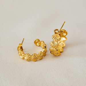 Philippines Marina Golden Shell Hoops Stainless Steel Earrings Filipino Jewelry