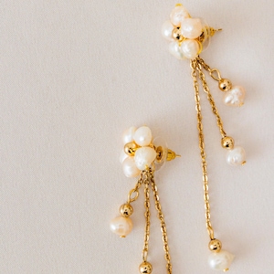 Philippines Kalachuchi Baroque Pearl Long Drop Earrings (Two-Way) Filipino Jewelry