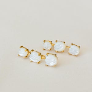 Philippines Sampaguita Bud Crawler Earrings in Mother of Pearl Shell Filipino Jewelry