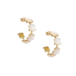 Philippines Gianna Sampaguita Hoop Earrings in Mother of Pearl Shell Filipino Jewelry