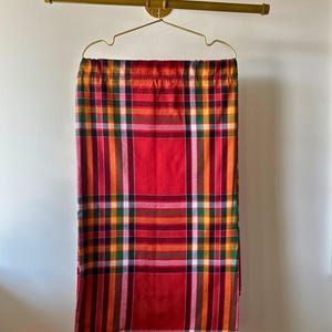 Traditional Red Malong Handwoven Philippine Textile Wrap, Skirt & Blanket