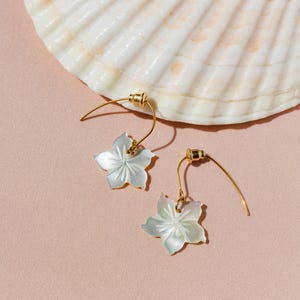 Philippines Eva Hook Earrings in Mother of Pearl Shell Filipino Jewelry