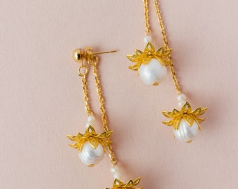 Philippines Lirio South Sea Baroque Pearl Earrings Filipino Jewelry
