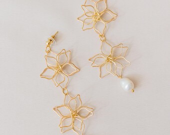 Philippines Flora Drop Baroque South Sea Pearl Earrings Filipino Jewelry