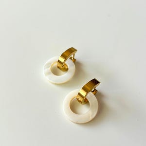 Philippines Nikka Mother of Pearl Shell Mini Charm Hoops Filipino Jewelry