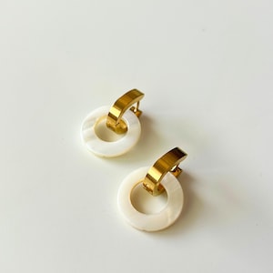 Philippines Nikka Mother of Pearl Shell Mini Charm Hoops Filipino Jewelry