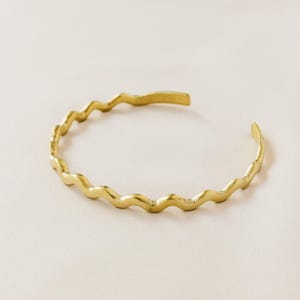 Philippines Indigenous Lwok Wave Adjustable Brass Bangle Filipino Jewelry
