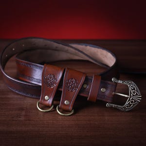 Celtic Inspired Leather Belt – Handmade Embossed Belt for LARP, Renfaire, Medieval and Casual Outfits