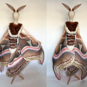 Atlas Moth Wings Costume Cape Hand-Painted Wings Fantasy Clothing Gothic