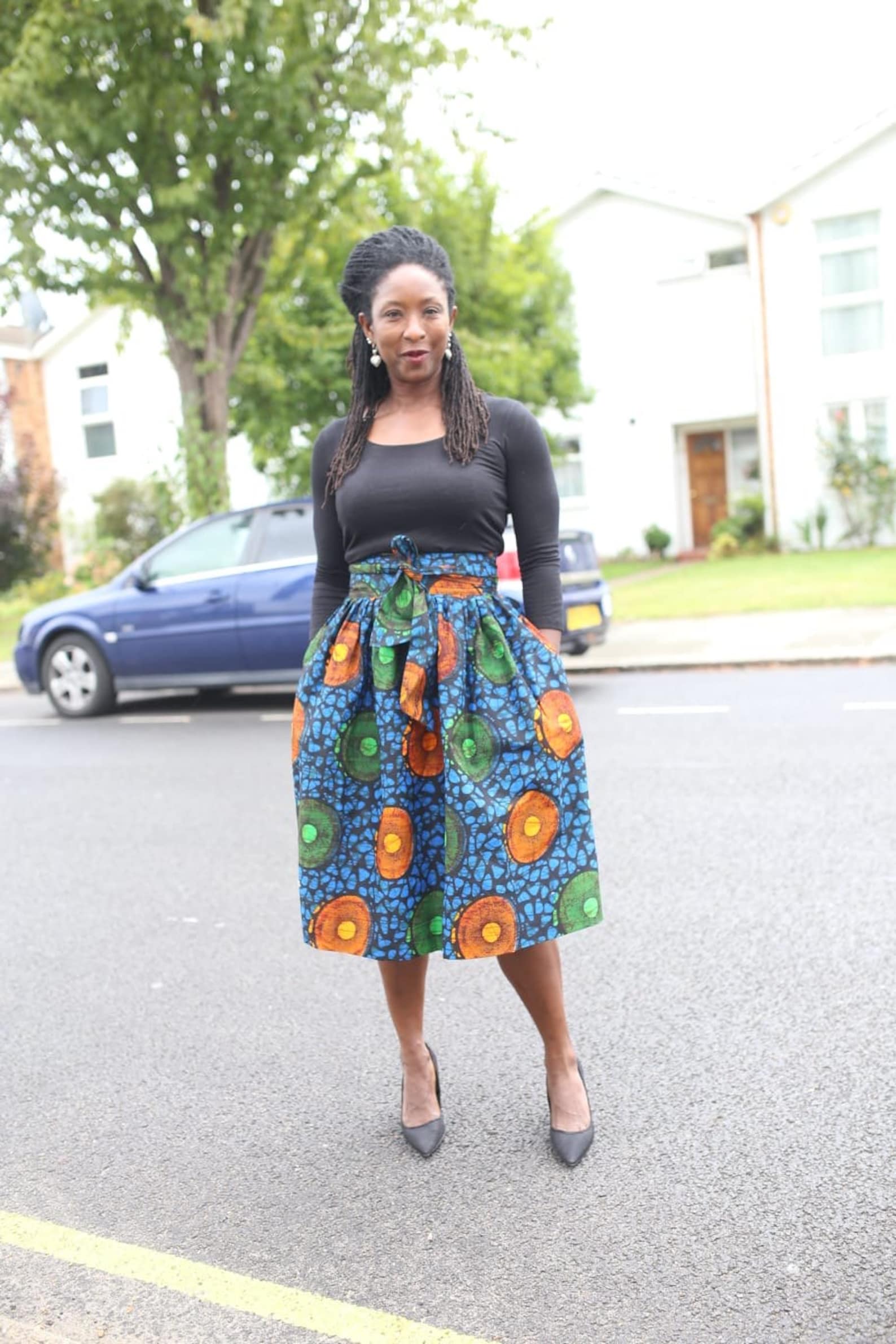Vibrant Blue Ankara Skirt/African Print Skirt/A-Line Skirt/Mid | Etsy