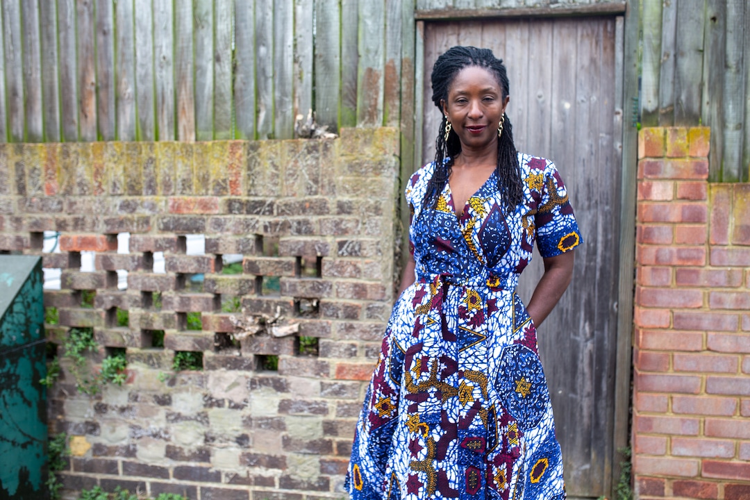 ASHANTI African Print Blue Midi Wrap Dress African Clothing for Women