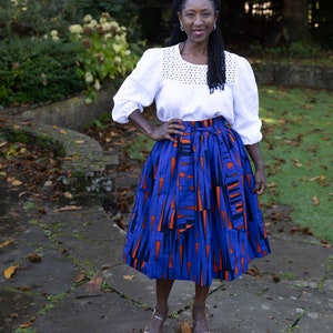 SOPE African Print Midi Belted Belted Skirt | African Clothing for Women