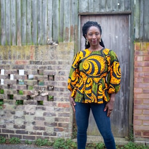 RITA African Print Peplum Top| African Top for Women |Ankara Top |African Blouse |Ankara Peplum Top | Ankara Blouse | African Clothing