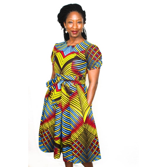 a line african print dress