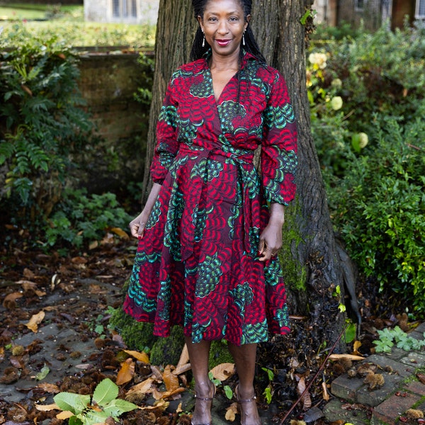 TISE African Print Midi Wrap Dress | African Clothing for Women