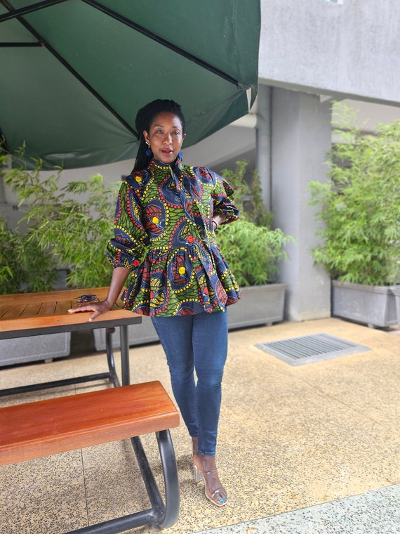 TINA Ankara Peplum Top | African Print Cotton Blouse - Etsy UK